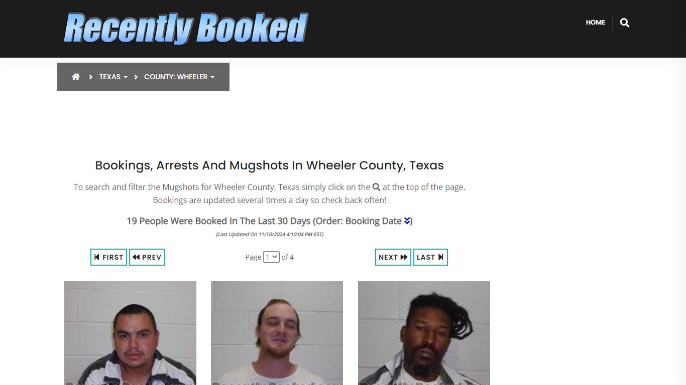 Bookings, Arrests and Mugshots in Wheeler County, Texas - Recently Booked